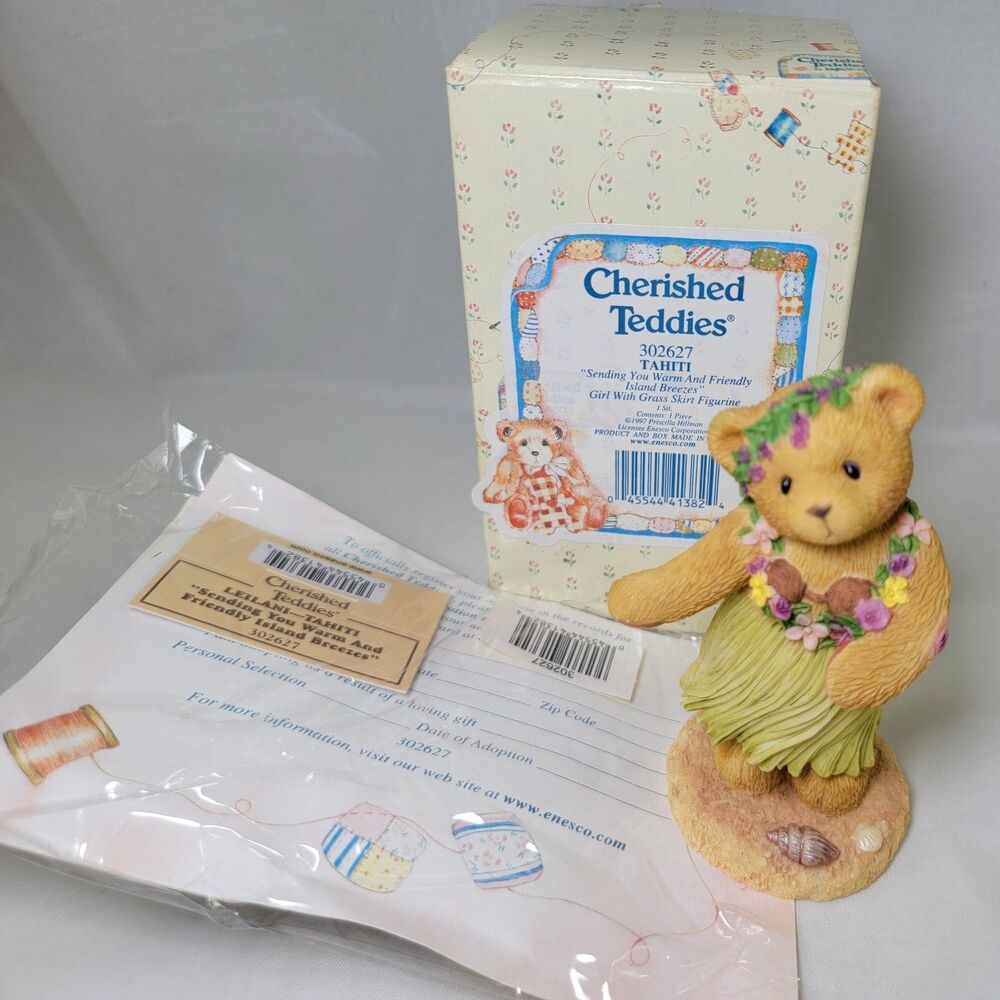 Cherished Teddies Leilani Tahiti 302627 Girl Grass Skirt Figurine 1997 In Box
